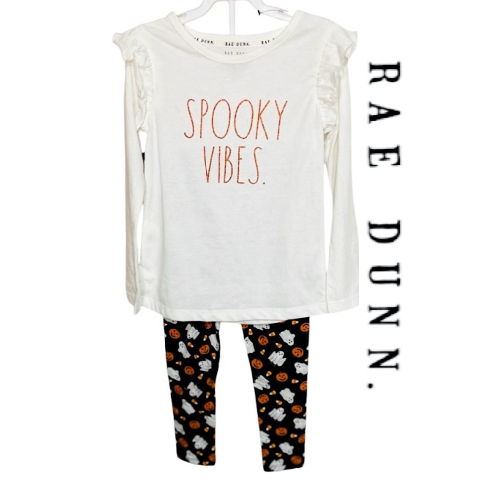 RAE DUNN Spooky Vibes Glittery Halloween Pant Set Girl’s Size 5/6